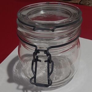 Clear Glass Jar with Metal Clamp